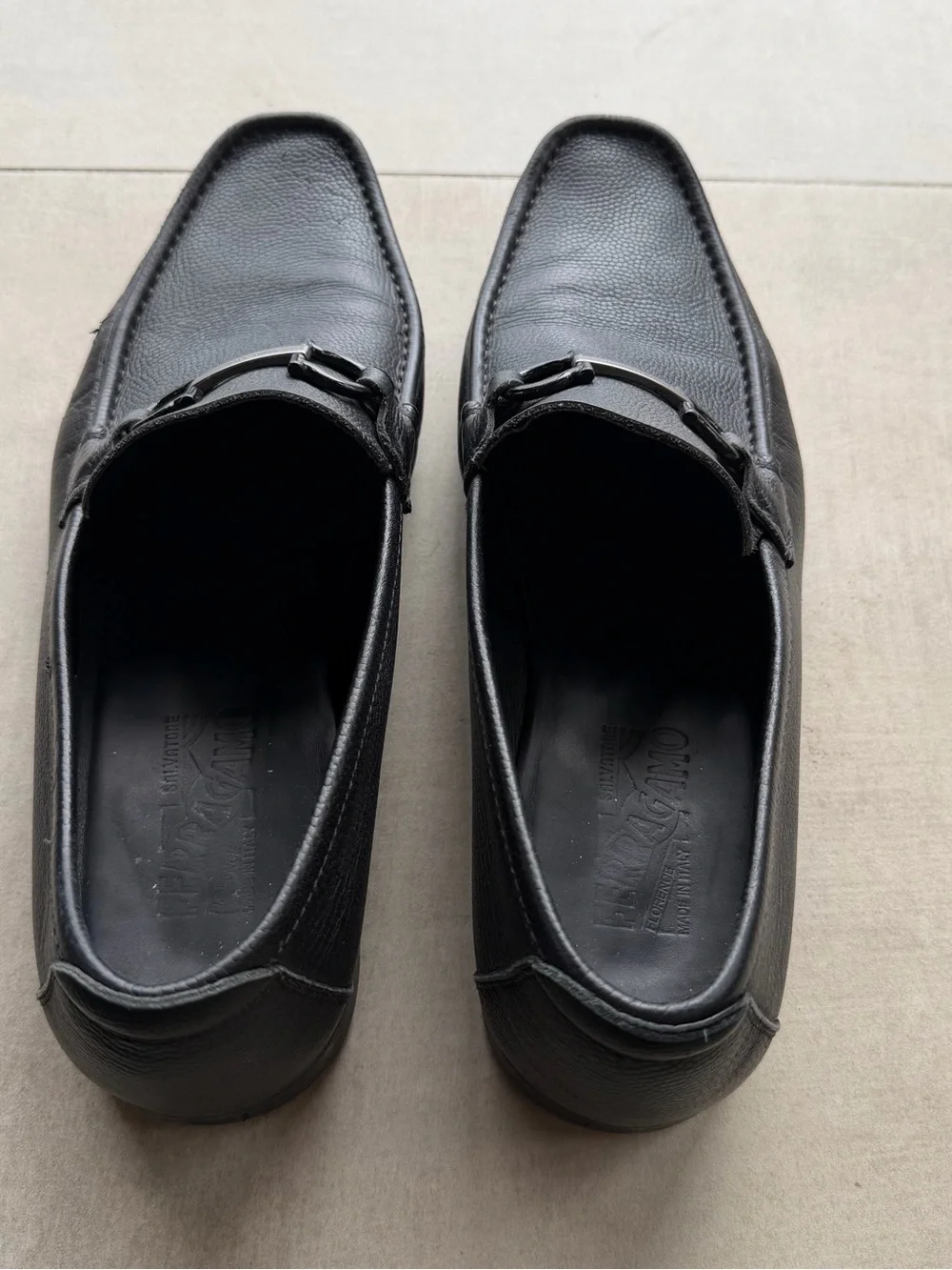 Ferragamo Black Buckle Loafers